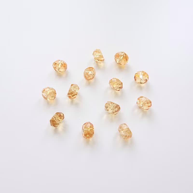 天然黃水晶 小巧單顆切角車輪珠 14K GF 包金 / 純銀 裸感項鍊