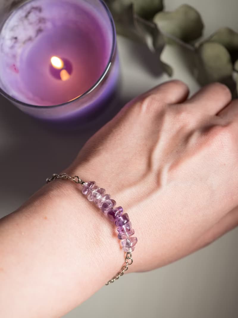 Raw Ametrine Bracelet, 925 Sterling Silver, Gemini, Aquarius, Libra crystal gift