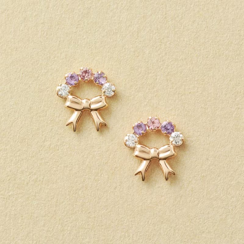 18K/10K 粉紅碧璽花束耳環 (玫瑰金)