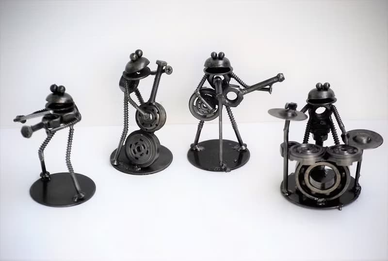 Frog play Drum Scrap Metal Sculpture, Gift For Anniversary, Welding Sculpture