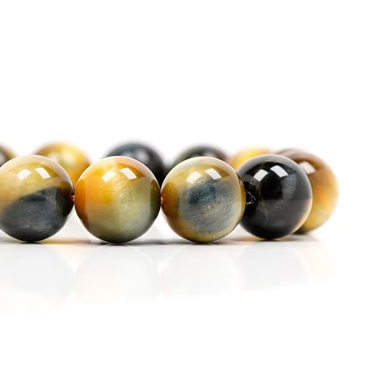 【正佳珠寶】金藍虎眼石 雙色閃電 14-14.5mm 金藍虎眼手珠