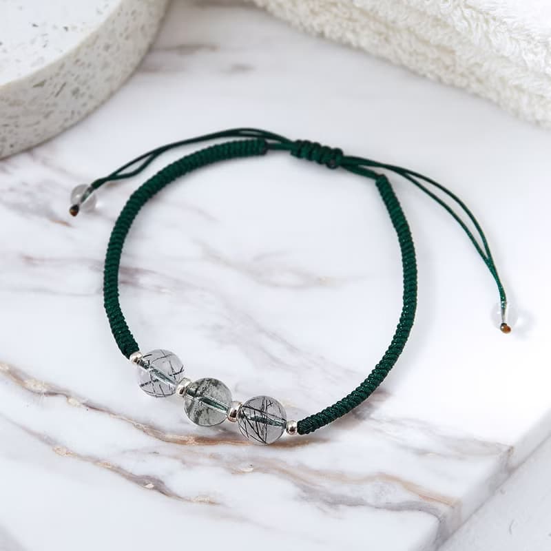 極旺財5A黑髮晶綠幽靈手鍊單入(含開光)吸引貴人(情侶款)