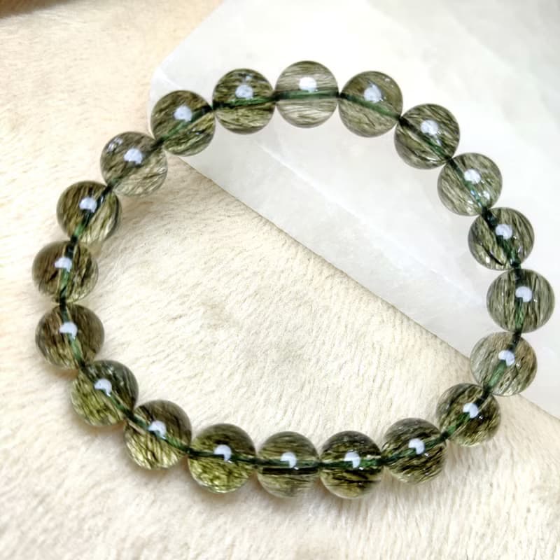 【訂製品】綠碧髮 綠髮晶 7-12mm手串 手鍊 天然水晶 綠髮碧璽