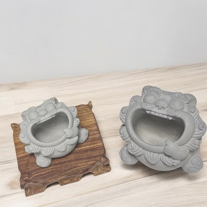 笑口常開獅/景觀擺件/擴香/聚寶盆/盆栽造景/附5ml招財精油