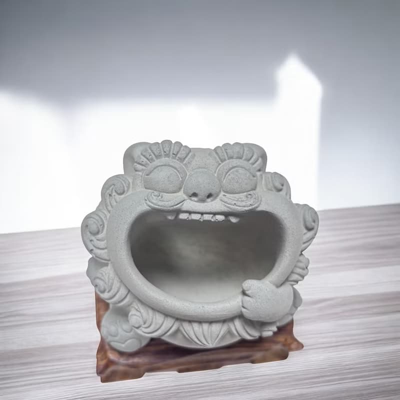 笑口常開獅/景觀擺件/擴香/聚寶盆/盆栽造景/附5ml招財精油