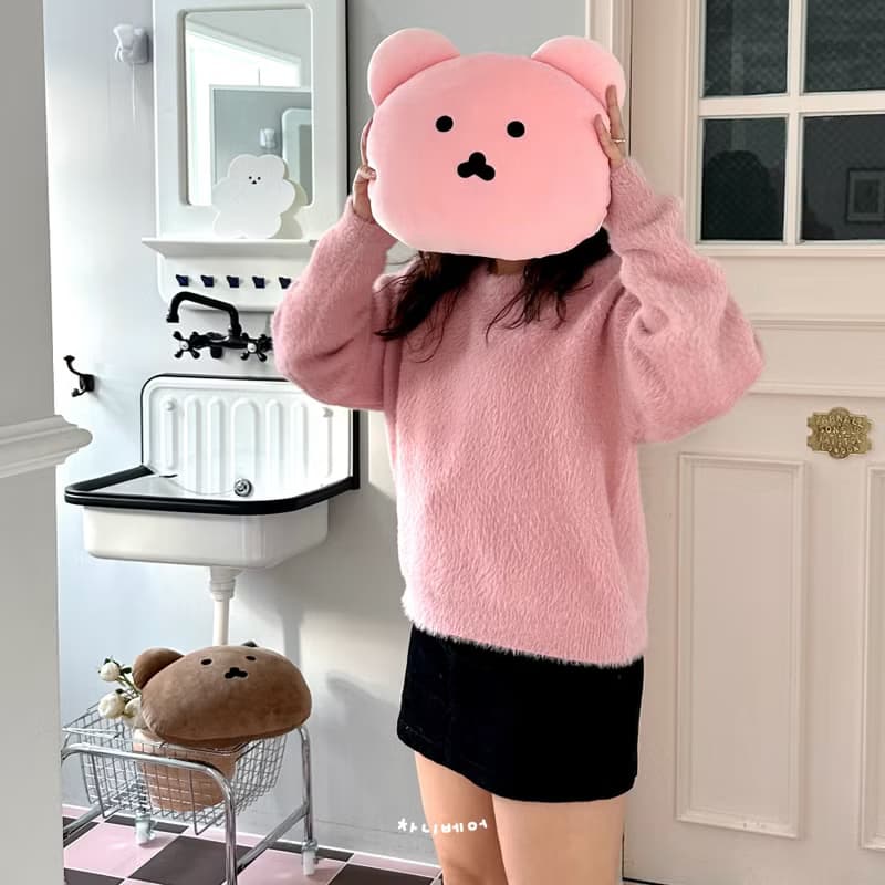 Chanibear Face Cushion (Pink) / Bear Pillows