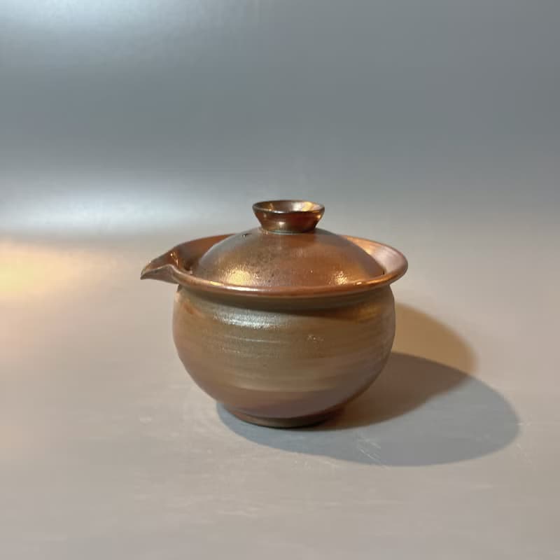 柴燒玫瑰金手握蓋杯  / 小平凡手作