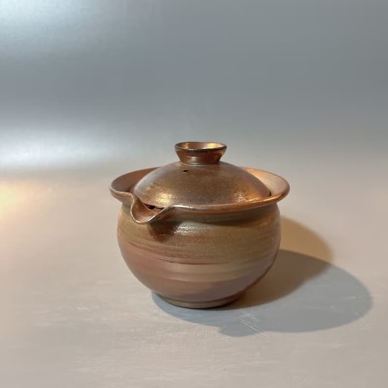 柴燒玫瑰金手握蓋杯  / 小平凡手作