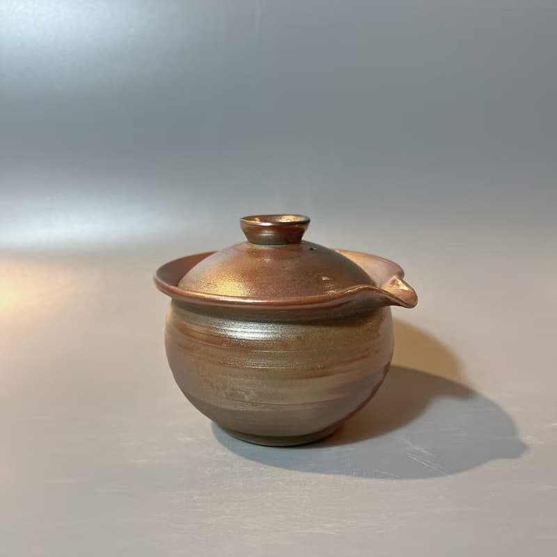 柴燒玫瑰金手握蓋杯  / 小平凡手作