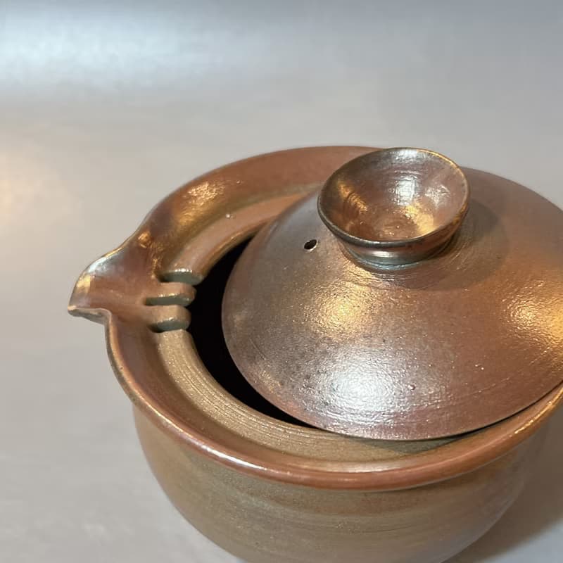 柴燒玫瑰金手握蓋杯  / 小平凡手作