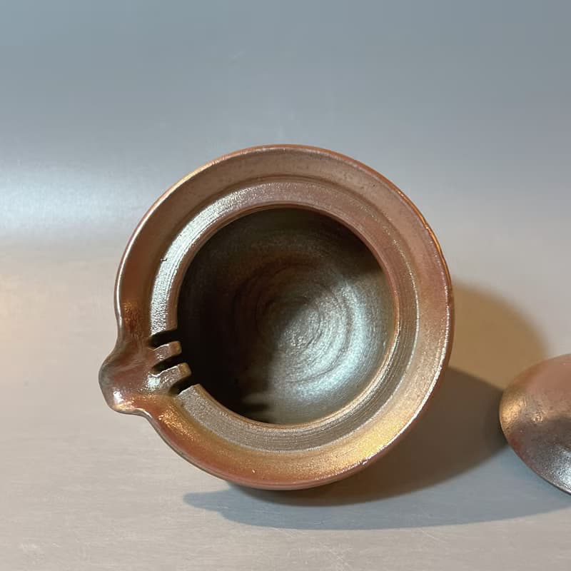 柴燒玫瑰金手握蓋杯  / 小平凡手作