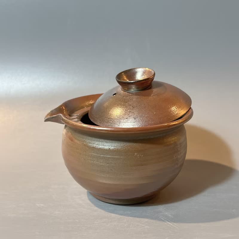 柴燒玫瑰金手握蓋杯  / 小平凡手作