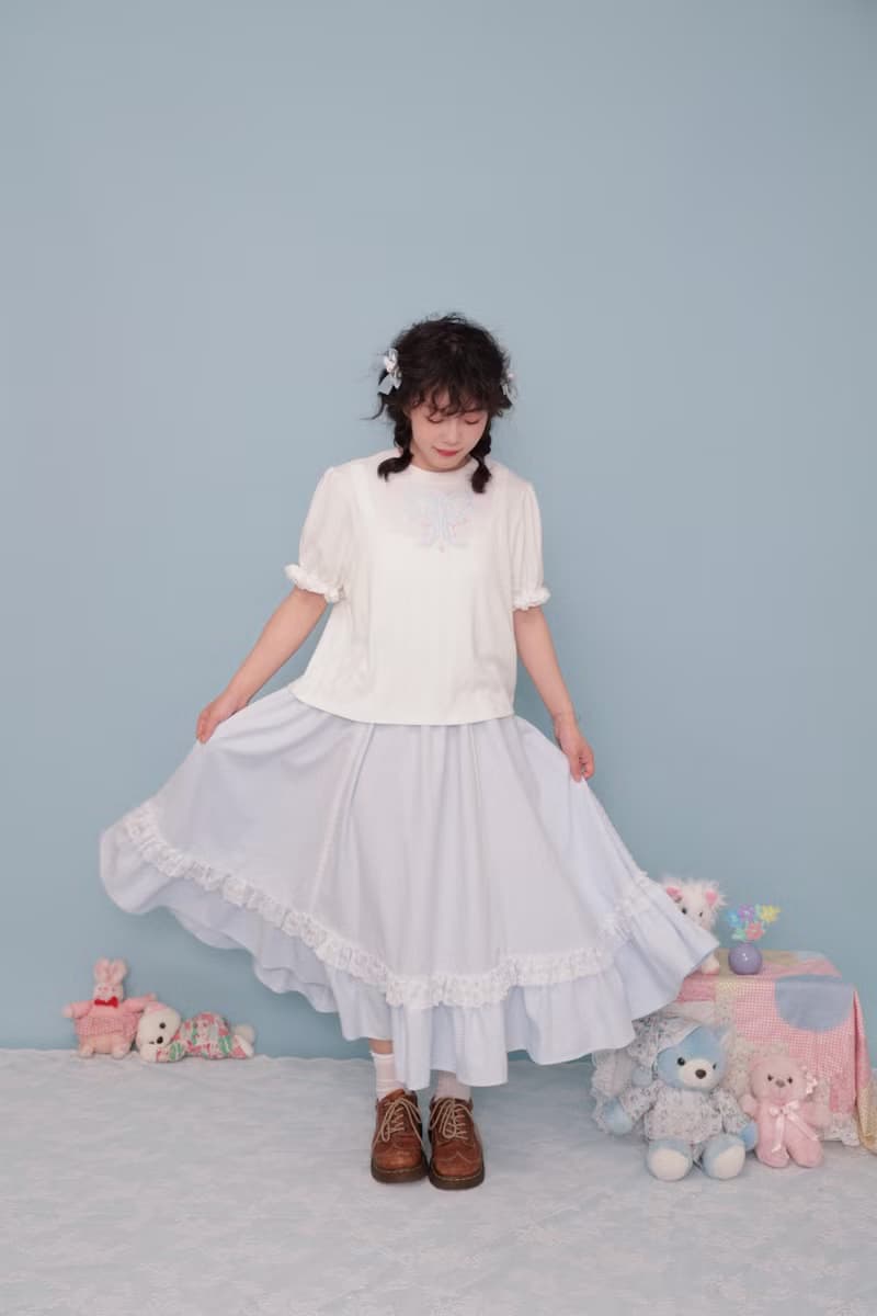 復古少女 花邊格子半身裙