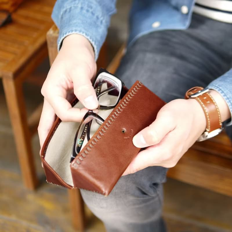 日本職人個性手縫真皮眼鏡盒 Made in Japan by TEHA AMANA