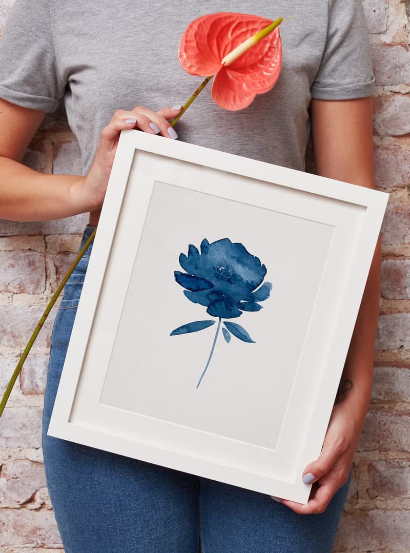 【數位】藍色花卉印花海報數位 JPEG 可列印牆面畫廊牆藝術