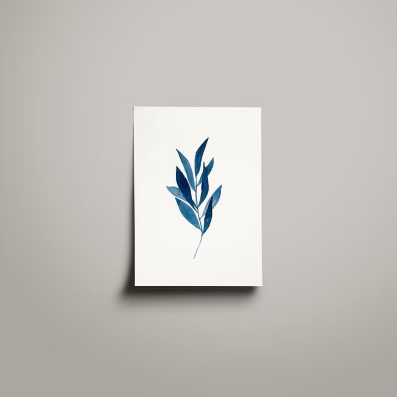 【數位】藍色花卉印花海報數位 JPEG 可列印牆面畫廊牆藝術