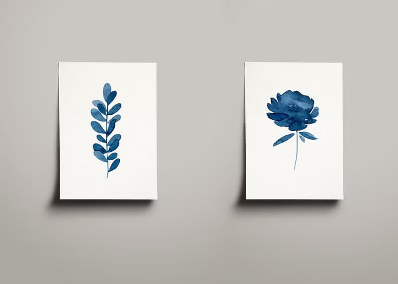 【數位】藍色花卉印花海報數位 JPEG 可列印牆面畫廊牆藝術