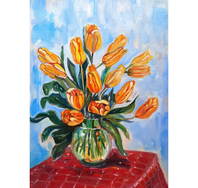 Bouquet in a Vase  Painting  Original Art  Oil Painting   Oil On Canvas