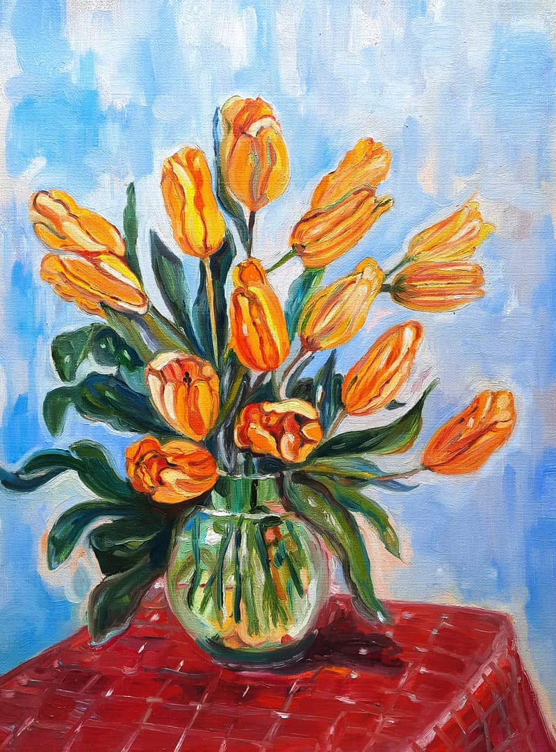 Bouquet in a Vase  Painting  Original Art  Oil Painting   Oil On Canvas