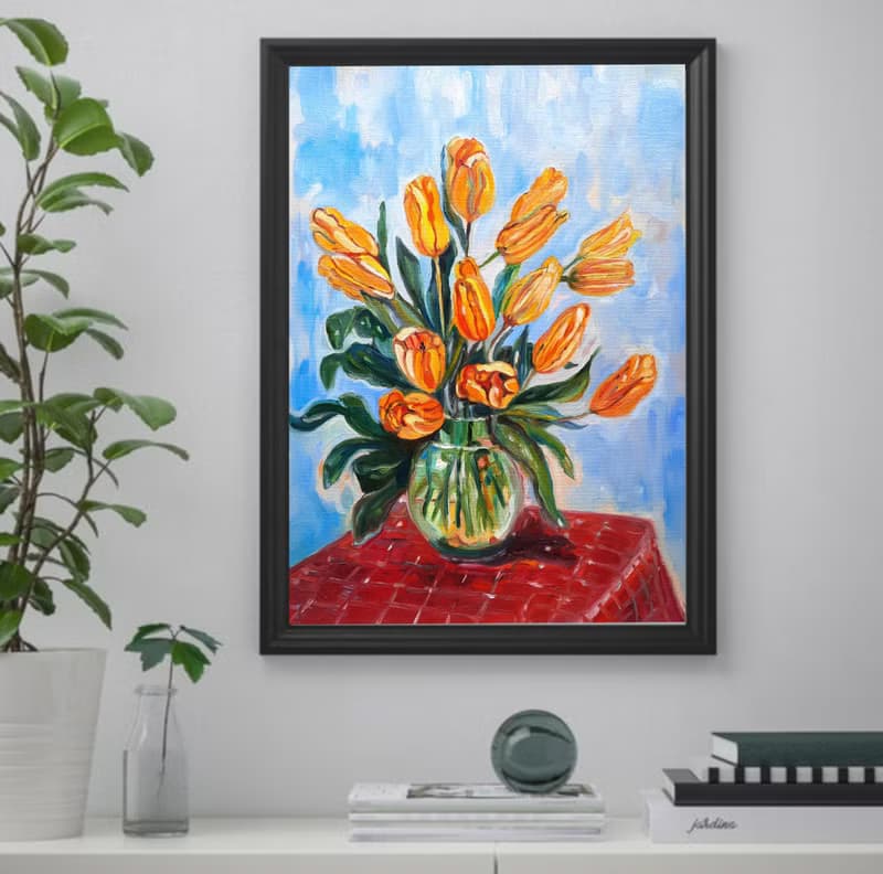 Bouquet in a Vase  Painting  Original Art  Oil Painting   Oil On Canvas