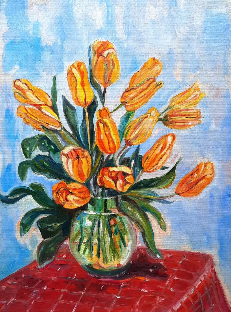 Bouquet in a Vase  Painting  Original Art  Oil Painting   Oil On Canvas
