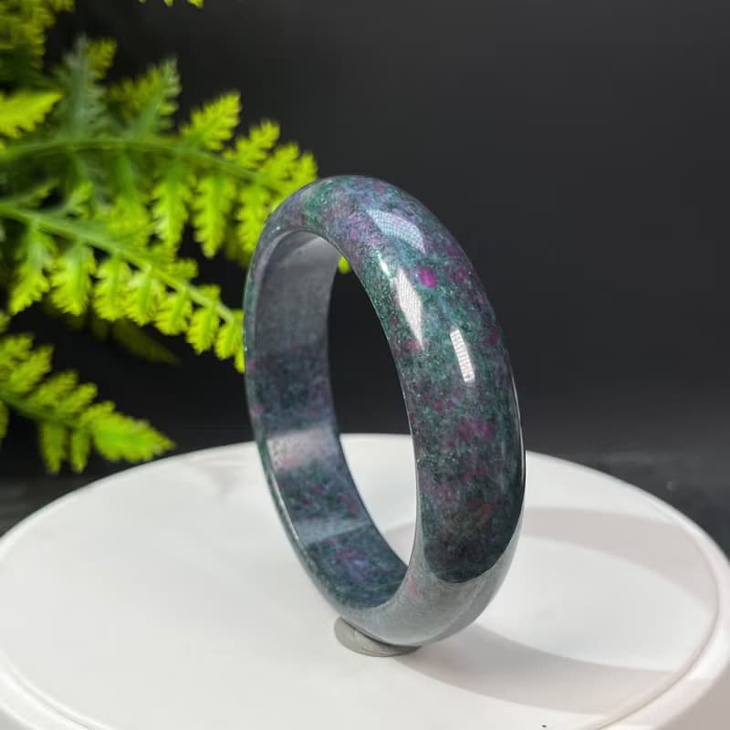 巴西高品紅綠寶手鐲61MM 異象落梅星光紅寶石黝簾石手環 動能活力