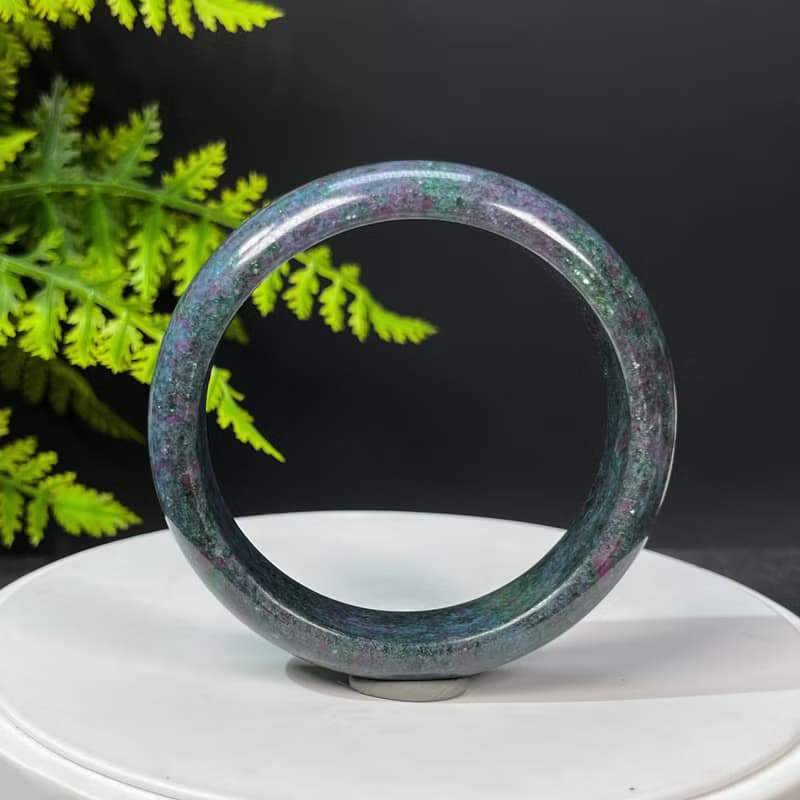 巴西高品紅綠寶手鐲61MM 異象落梅星光紅寶石黝簾石手環 動能活力