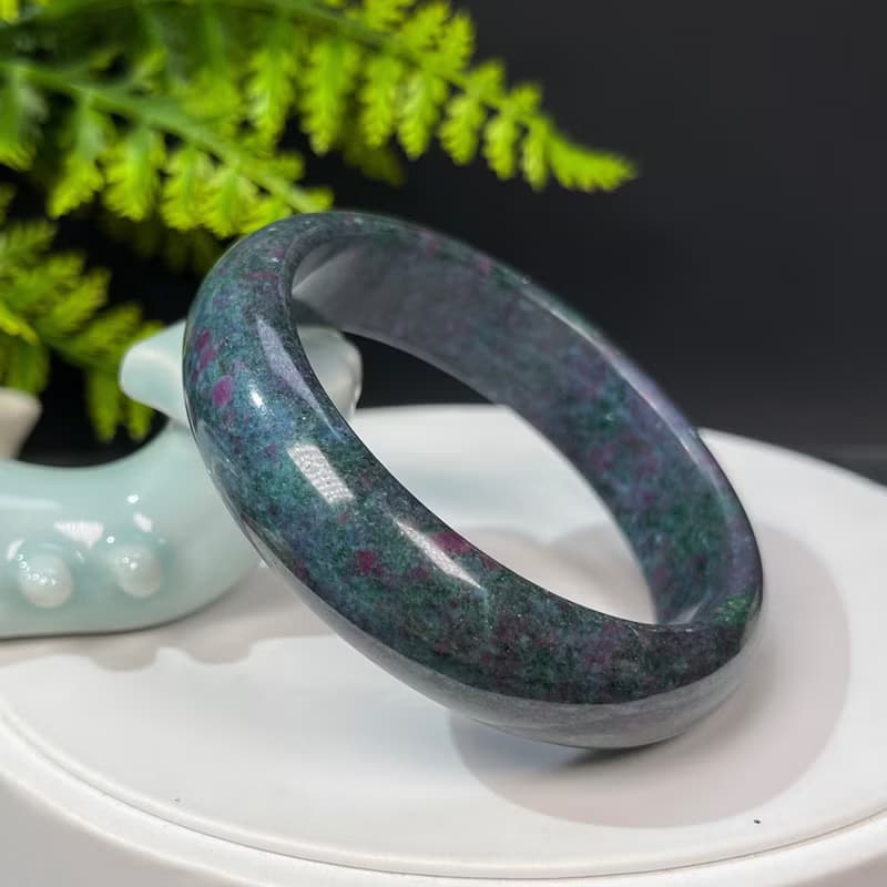 巴西高品紅綠寶手鐲61MM 異象落梅星光紅寶石黝簾石手環 動能活力