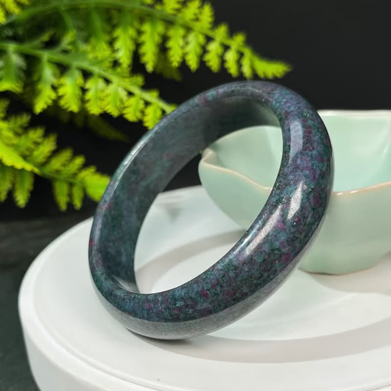 巴西高品紅綠寶手鐲61MM 異象落梅星光紅寶石黝簾石手環 動能活力