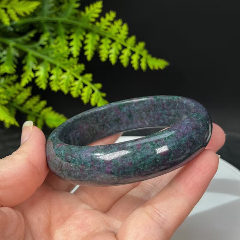 巴西高品紅綠寶手鐲61MM 異象落梅星光紅寶石黝簾石手環 動能活力
