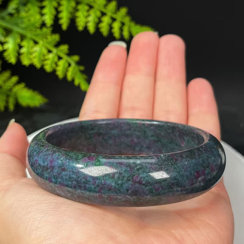 巴西高品紅綠寶手鐲61MM 異象落梅星光紅寶石黝簾石手環 動能活力