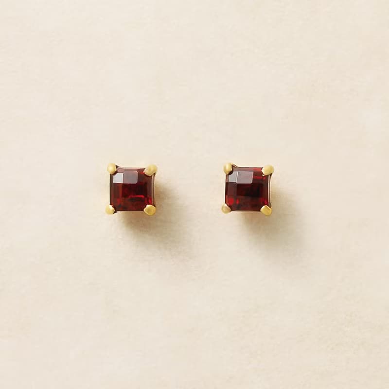 【Second Earrings】 18K 黃金石榴石耳環