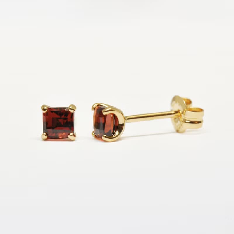 【Second Earrings】 18K 黃金石榴石耳環