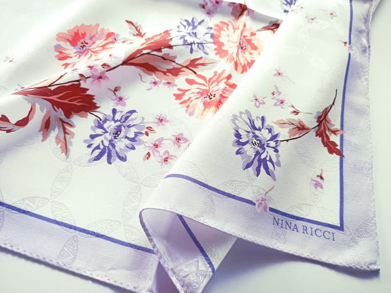 Nina Ricci Vintage Silk Scarf Floral 22.5 x 22.5 Inches.