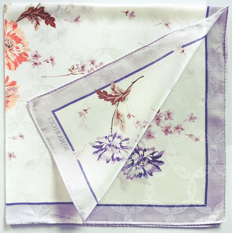 Nina Ricci Vintage Silk Scarf Floral 22.5 x 22.5 Inches.