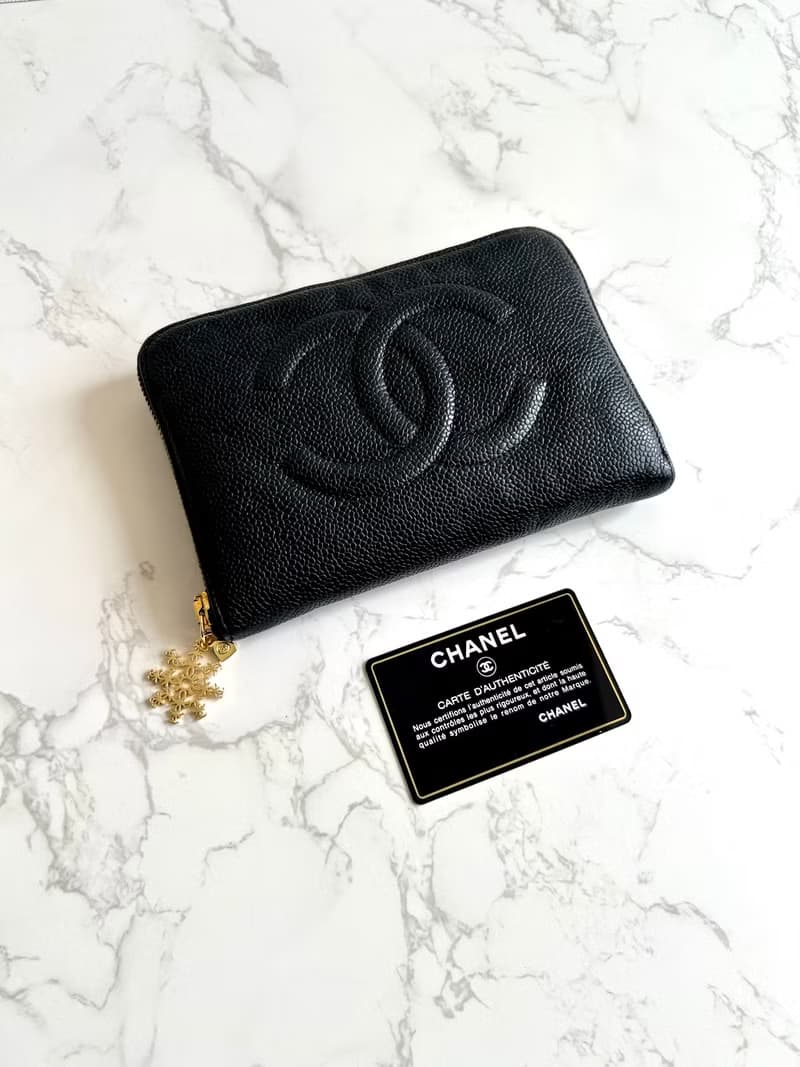 絕版中古包 Chanel 黑色魚子醬長夾 錢包 皮夾 手機包 二手古董包