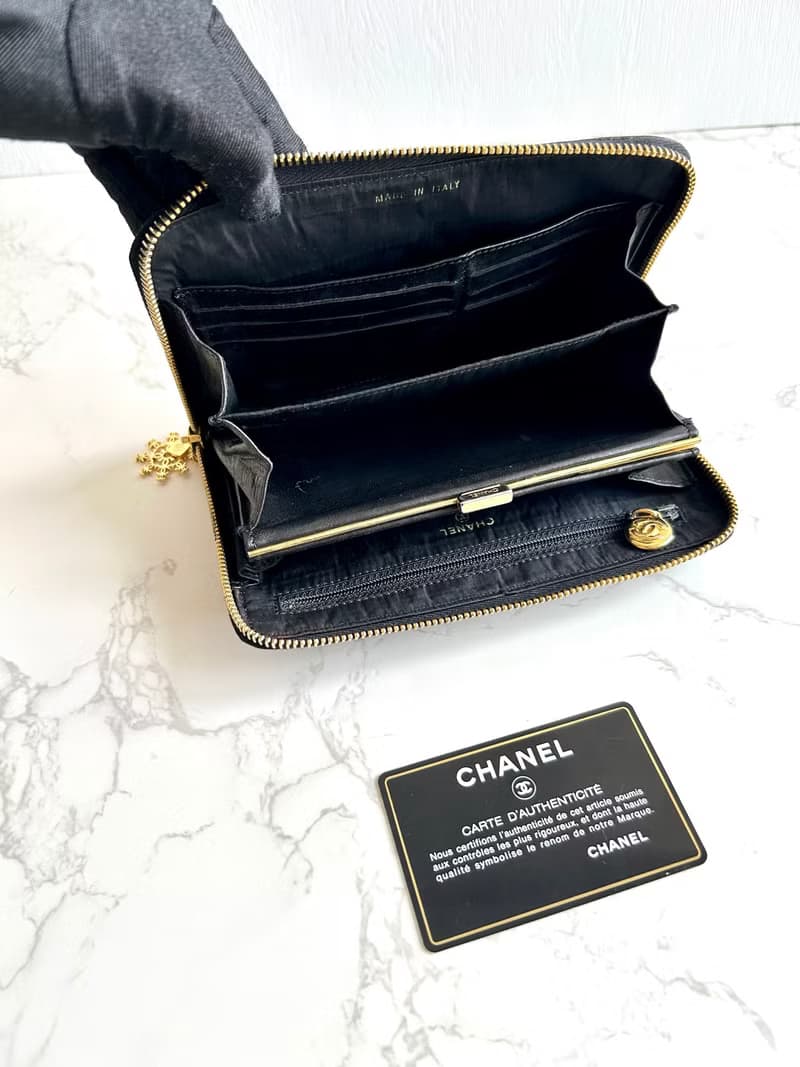 絕版中古包 Chanel 黑色魚子醬長夾 錢包 皮夾 手機包 二手古董包