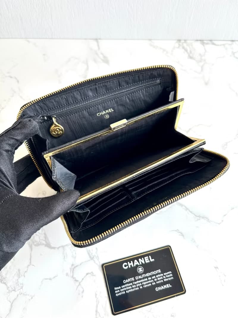 絕版中古包 Chanel 黑色魚子醬長夾 錢包 皮夾 手機包 二手古董包