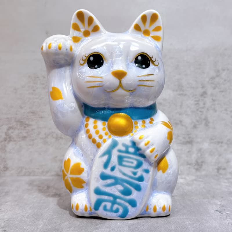 【櫻耀億福】日本清水燒招財貓 | 花結晶 藤 体金櫻 億万両 右