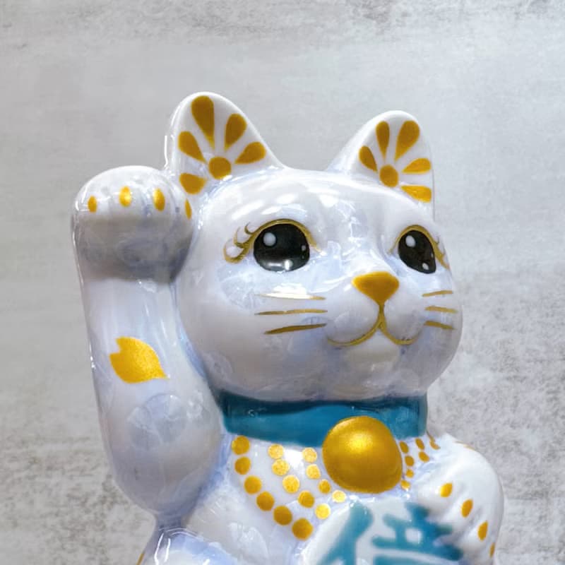 【櫻耀億福】日本清水燒招財貓 | 花結晶 藤 体金櫻 億万両 右