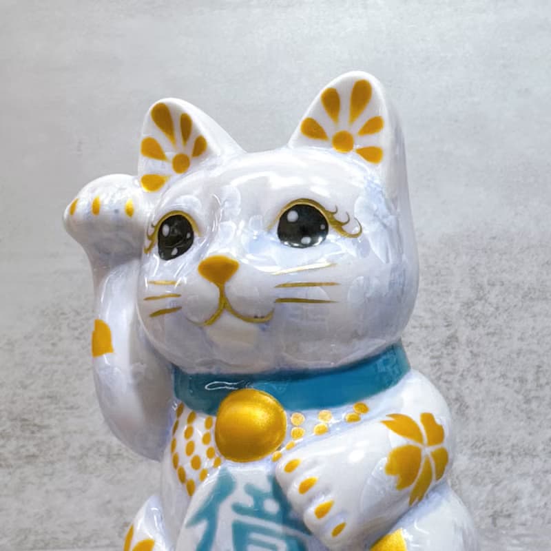 【櫻耀億福】日本清水燒招財貓 | 花結晶 藤 体金櫻 億万両 右