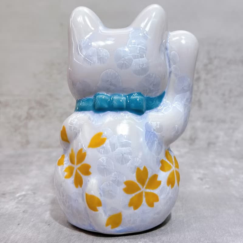 【櫻耀億福】日本清水燒招財貓 | 花結晶 藤 体金櫻 億万両 右