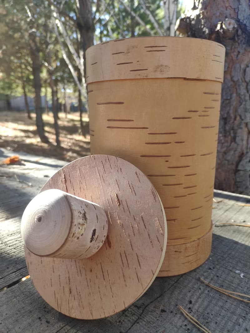 Birch bark box, birch bark canister, tea box