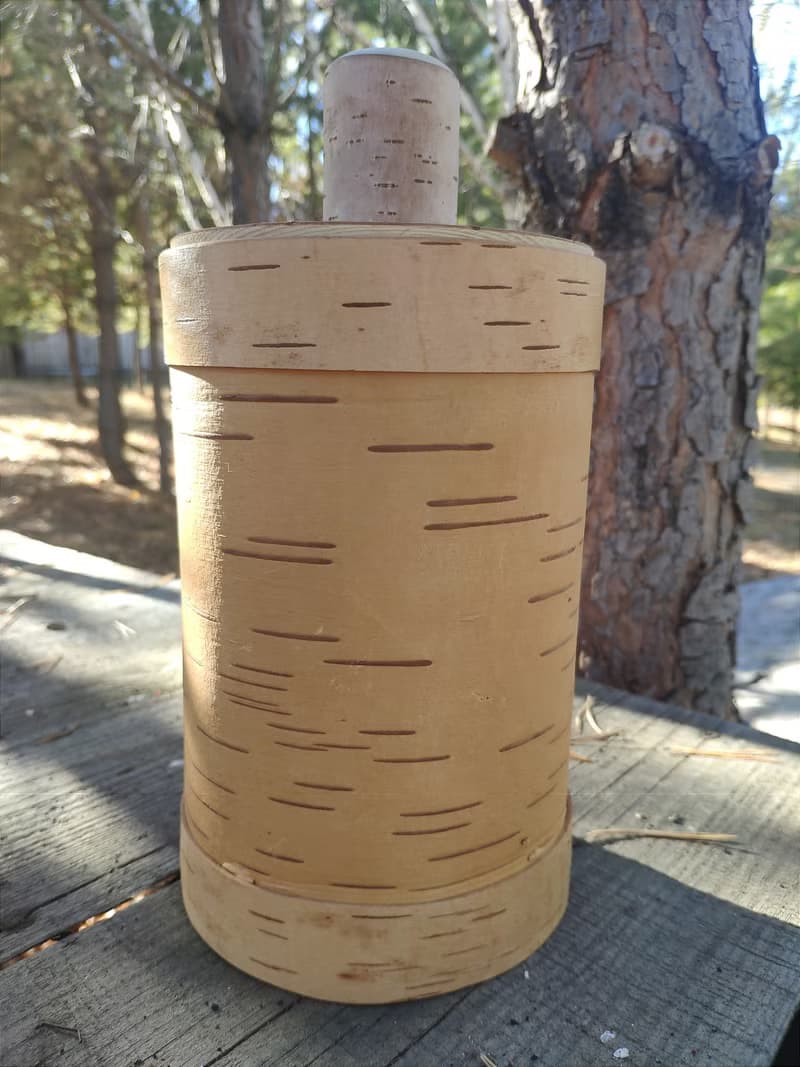 Birch bark box, birch bark canister, tea box