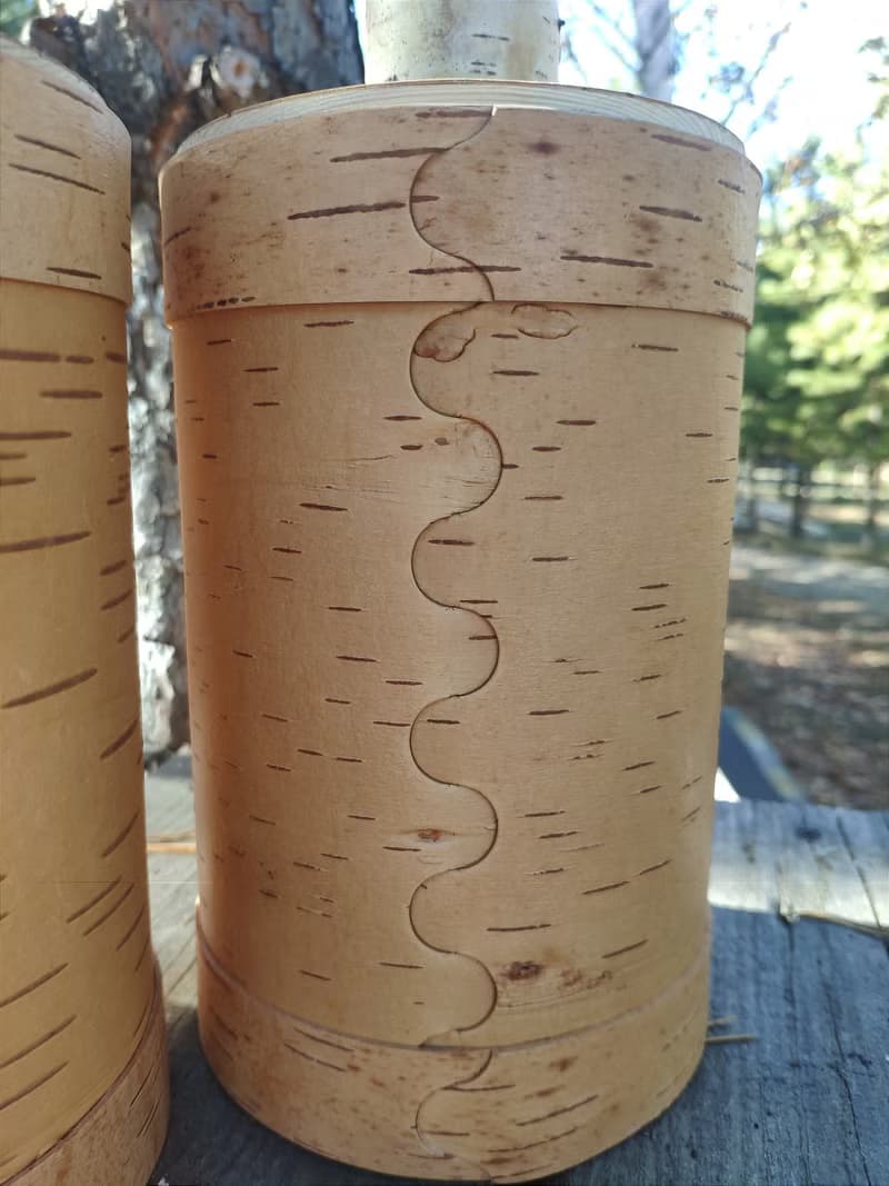 Birch bark box, birch bark canister, tea box