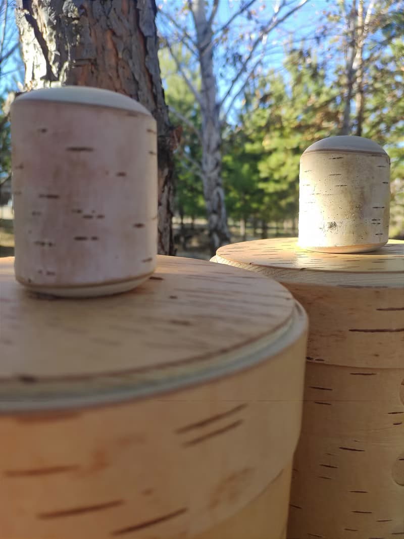 Birch bark box, birch bark canister, tea box