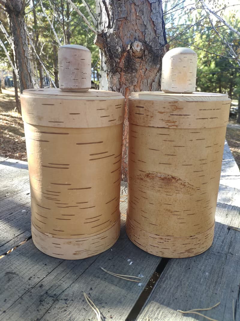 Birch bark box, birch bark canister, tea box