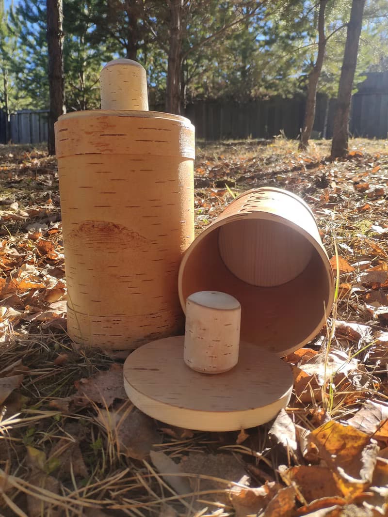 Birch bark box, birch bark canister, tea box