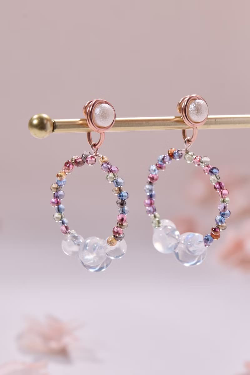 夏日泡泡透光感圈圈耳環 無痛耳夾 耳針