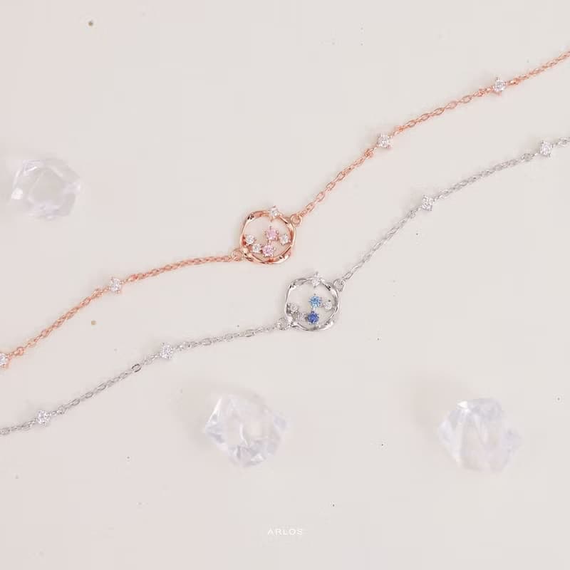 L'amour 閃爍繁星手鏈 (白金色)